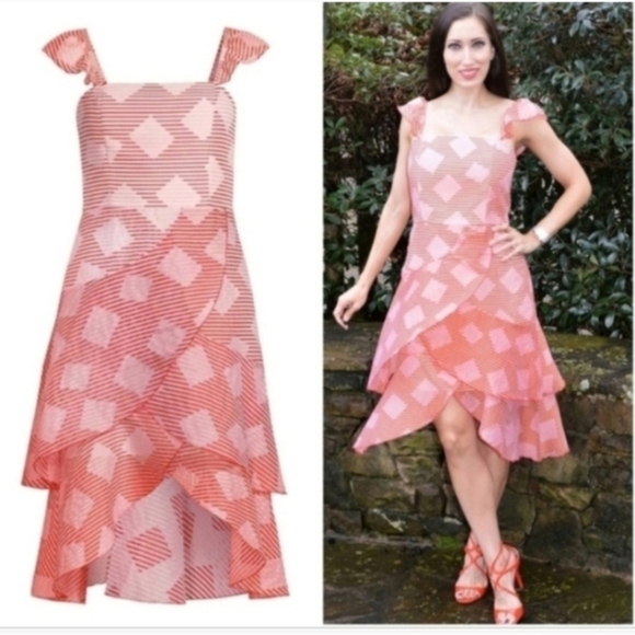 Alice + Olivia Dresses & Skirts - Alice + Olivia Angelita Ruffle  Midi Dress Pink Size 0 NWOT